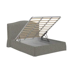 Letto Singolo Grigio Cenere Sfoderabile Contenitore, Dimensione Materasso 90x200 cm - Iudica