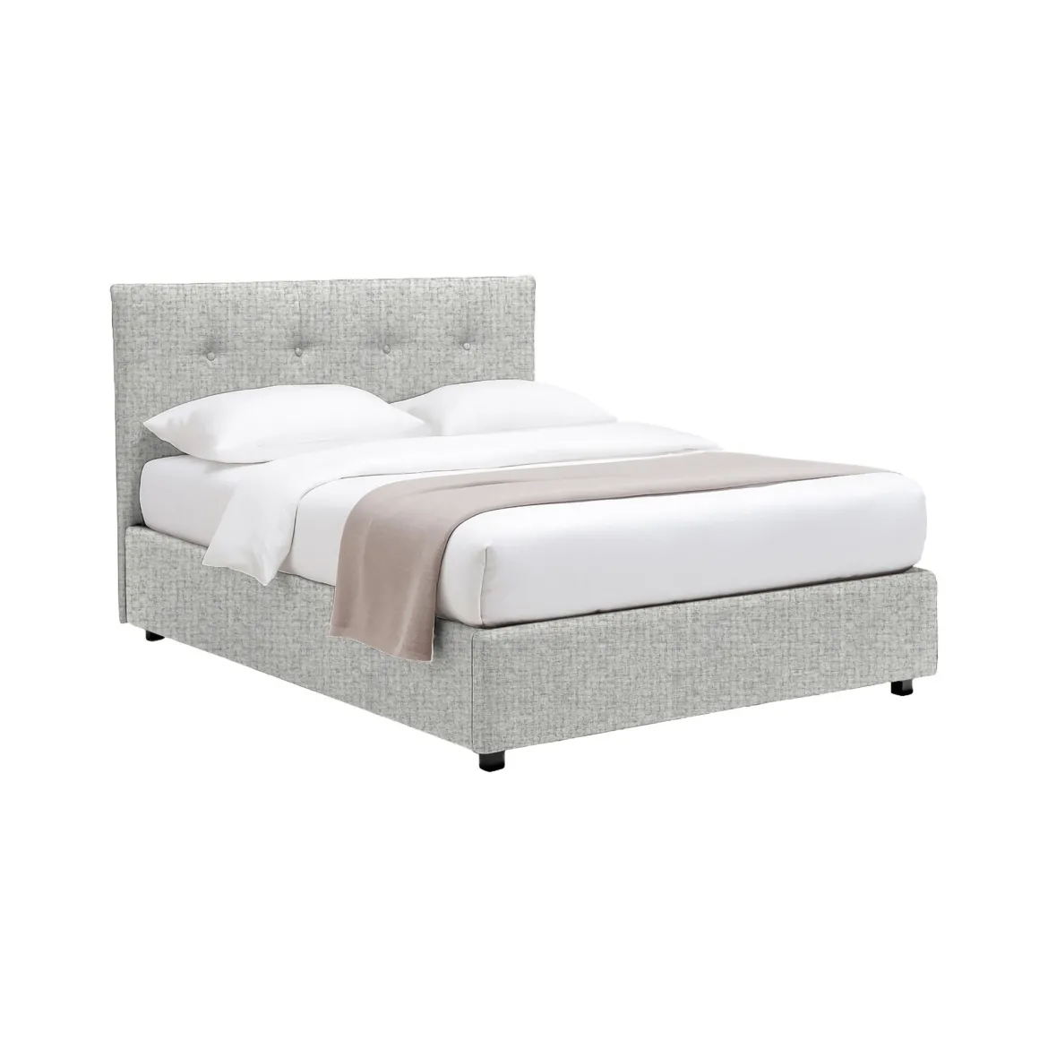 Letto Singolo Grigio Chiaro Sfoderabile Contenitore, Dimensione Materasso 90x190 cm - Fiumalbo