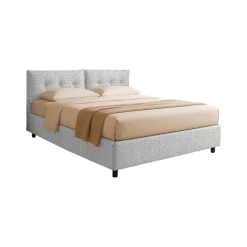 Letto Singolo Grigio Chiaro Sfoderabile Contenitore, Dimensione Materasso 90x190 cm - Stazzano