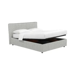 Letto Singolo Grigio Chiaro Sfoderabile Contenitore, Dimensione Materasso 90x200 cm - Carbone