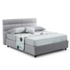 Letto Singolo Grigio Materasso Incluso Sfoderabile, Contenitore Made in Italy - Brendola