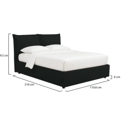 Letto Singolo Grigio Scuro Sfoderabile Contenitore, Dimensione Materasso 90x190 cm - Sinio