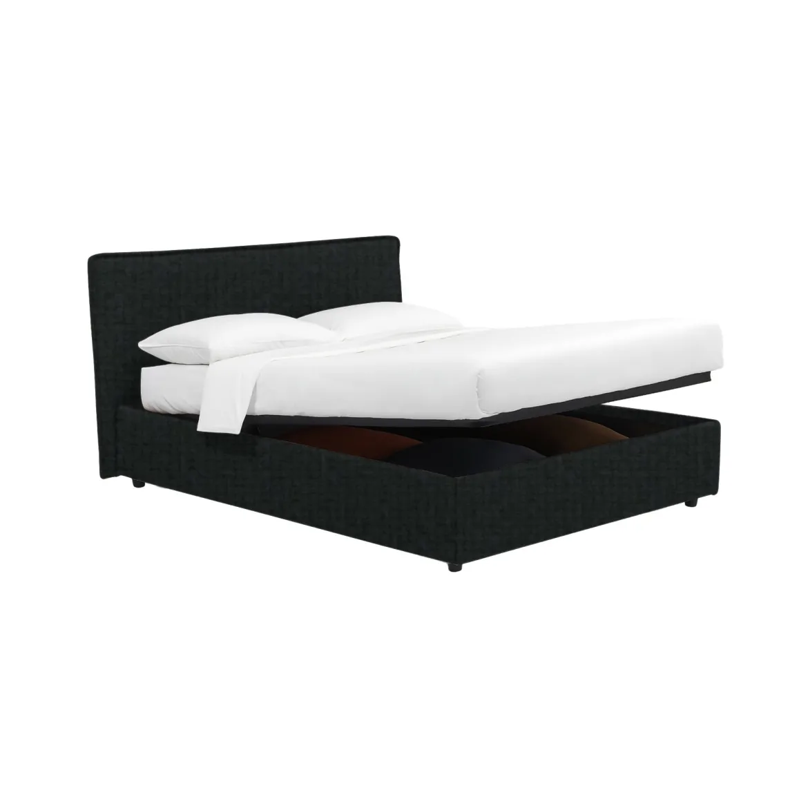 Letto Singolo Grigio Scuro Sfoderabile Contenitore, Dimensione Materasso 90x200 cm - Carbone