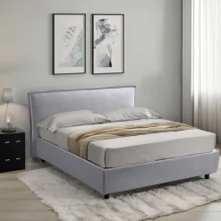 Letto Singolo Grigio Sfoderabile Contenitore, Dimensione Materasso 80x200 cm Made in Italy - Bruino
