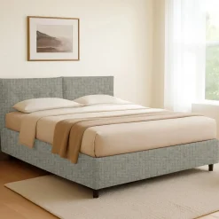 Letto Singolo Grigio Sfoderabile Contenitore, Dimensione Materasso 90x190 cm - Stazzano
