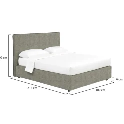 Letto Singolo Grigio Sfoderabile Contenitore, Dimensione Materasso 90x200 cm - Carbone