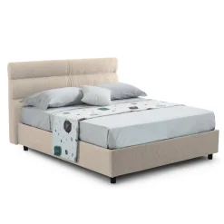 Letto Singolo Grigio Tortora Materasso Incluso Sfoderabile, Contenitore Made in Italy - Brozolo