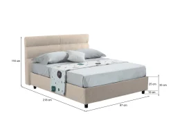Letto Singolo Grigio Tortora Sfoderabile Contenitore, Dimensione Materasso 80x190 cm Made in Italy - Brez
