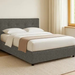 Letto Singolo Grigio Tortora Sfoderabile Contenitore, Dimensione Materasso 90x190 cm - Fiumalbo