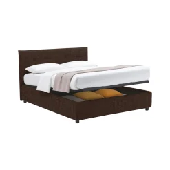 Letto Singolo Marrone Sfoderabile Contenitore, Dimensione Materasso 90x190 cm - Fiumalbo