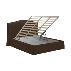 Letto Singolo Marrone Sfoderabile Contenitore, Dimensione Materasso 90x190 cm - Orvieto