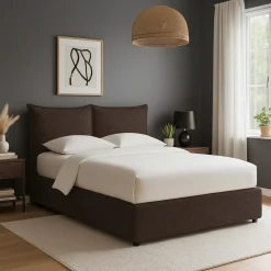 Letto Singolo Marrone Sfoderabile Contenitore, Dimensione Materasso 90x190 cm - Sinio