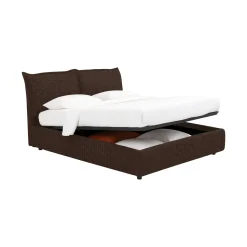 Letto Singolo Marrone Sfoderabile Contenitore, Dimensione Materasso 90x190 cm - Sinio