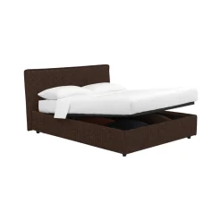 Letto Singolo Marrone Sfoderabile Contenitore, Dimensione Materasso 90x200 cm - Carbone