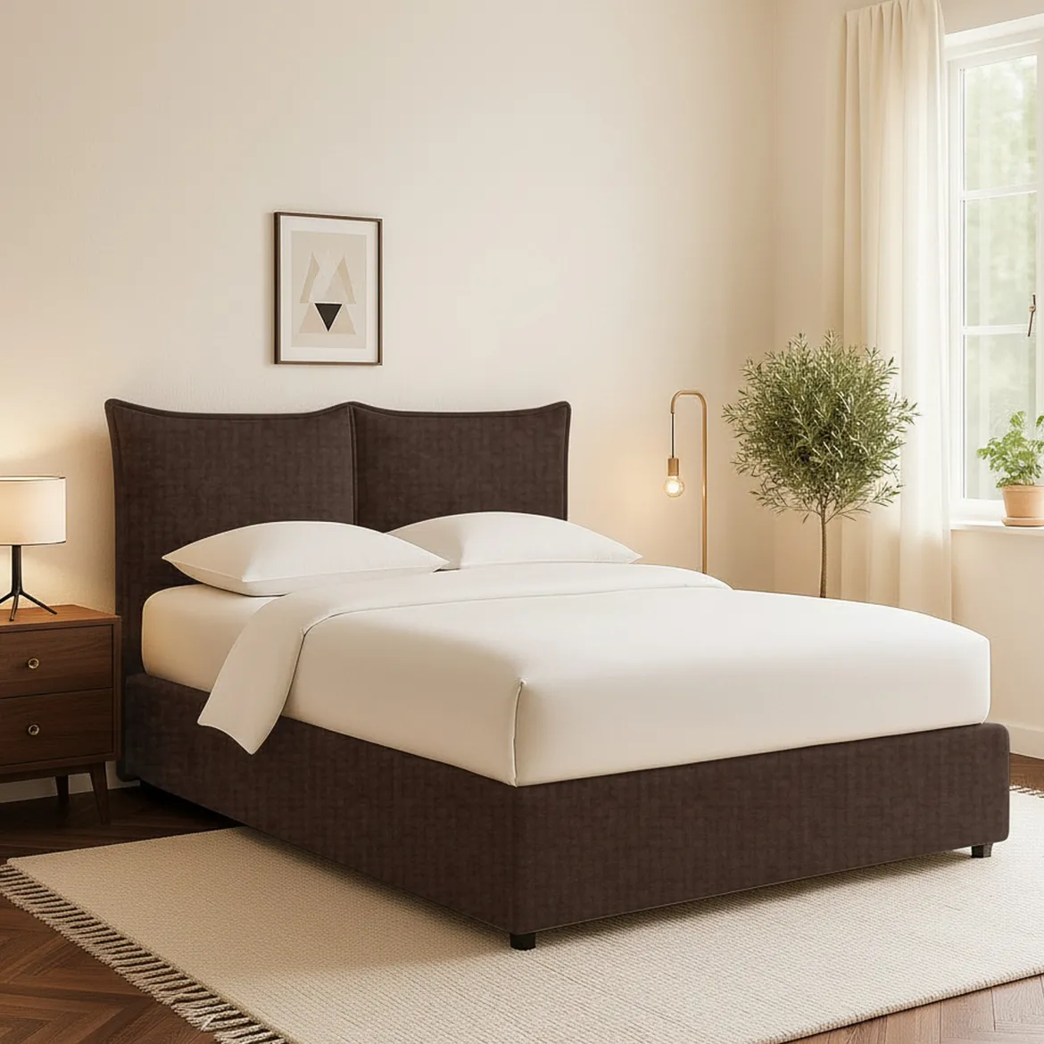 Letto Singolo Marrone Sfoderabile Contenitore, Dimensione Materasso 90x200 cm - Maccagno