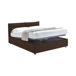 Letto Singolo Marrone Sfoderabile Contenitore, Dimensione Materasso 90x200 cm - Nocara