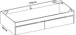 Letto singolo moderno rovere e bianco opaco 124x226cm adatto per materasso 90x200 cm - Wali