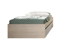 Letto singolo moderno rovere e bianco opaco 124x226cm adatto per materasso 90x200 cm - Wali