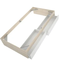 Letto singolo moderno rovere e bianco opaco 124x226cm adatto per materasso 90x200 cm - Wali