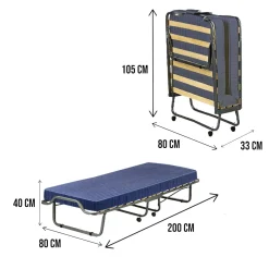 Letto singolo pieghevole rete inclusa 200x80cm blu - Ascea