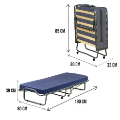 Letto singolo pieghevole 200x80cm bianco - Aquadolce