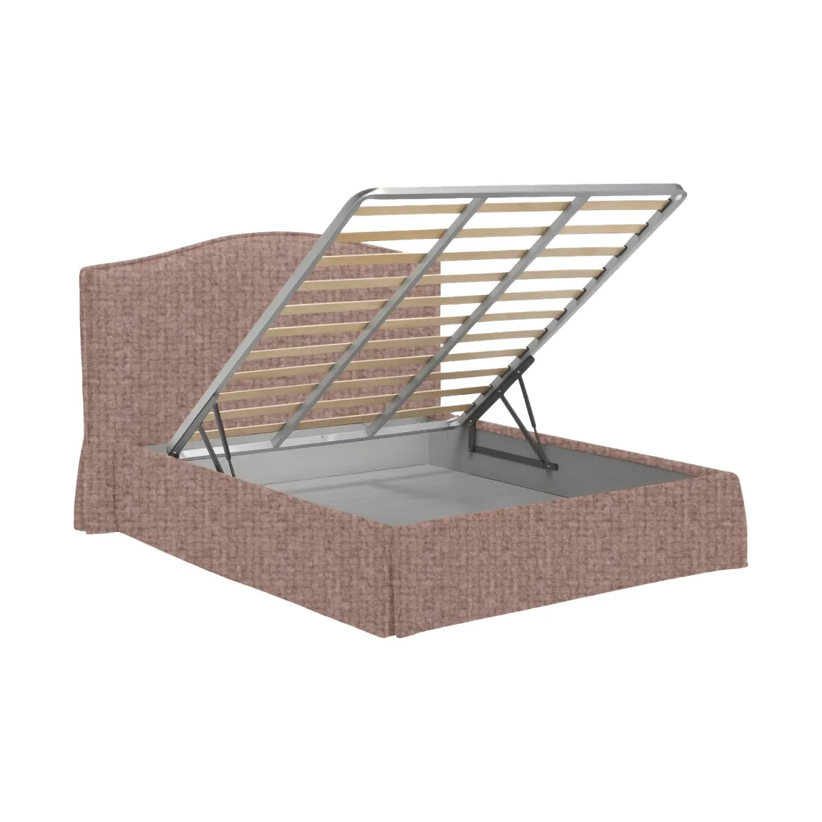 Letto Singolo Rosa Antico Sfoderabile Contenitore, Dimensione Materasso 90x190 cm - Orvieto