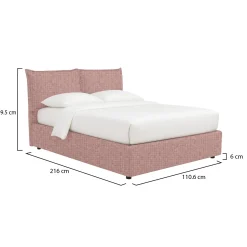 Letto Singolo Rosa Sfoderabile Contenitore, Dimensione Materasso 90x190 cm - Sinio