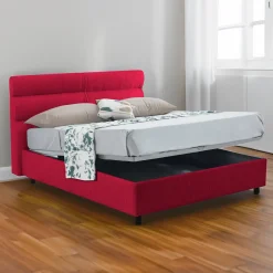 Letto Singolo Rosso Sfoderabile Contenitore, Dimensione Materasso 80x190 cm Made in Italy - Brez