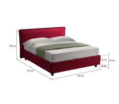Letto Singolo Rosso Sfoderabile Contenitore, Dimensione Materasso 80x200 cm Made in Italy - Brenta