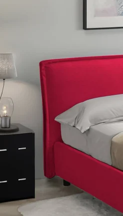 Letto Singolo Rosso Sfoderabile Contenitore, Dimensione Materasso 80x200 cm Made in Italy - Brenta