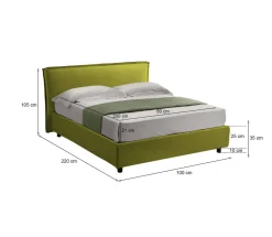 Letto Singolo Verde Materasso Incluso Sfoderabile, Contenitore Made in Italy - Atrelmo