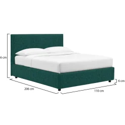 Letto Singolo Verde Petrolio Sfoderabile Contenitore, Dimensione Materasso 90x190 cm - Ripi