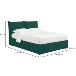 Letto Singolo Verde Petrolio Sfoderabile Contenitore, Dimensione Materasso 90x190 cm - Sinio