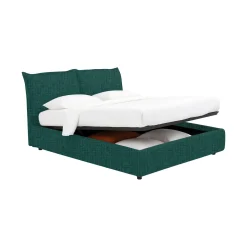 Letto Singolo Verde Petrolio Sfoderabile Contenitore, Dimensione Materasso 90x190 cm - Sinio