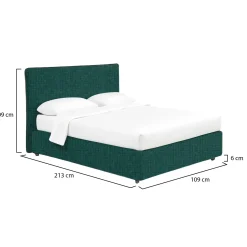 Letto Singolo Verde Petrolio Sfoderabile Contenitore, Dimensione Materasso 90x200 cm - Carbone