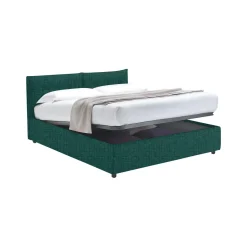 Letto Singolo Verde Petrolio Sfoderabile Contenitore, Dimensione Materasso 90x200 cm - Oncino