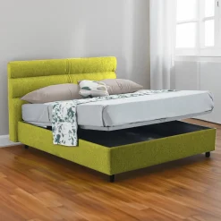 Letto Singolo Verde Sfoderabile Contenitore, Dimensione Materasso 80x190 cm Made in Italy - Brez