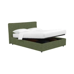 Letto Singolo Verde Sfoderabile Contenitore, Dimensione Materasso 90x200 cm - Cerzeto