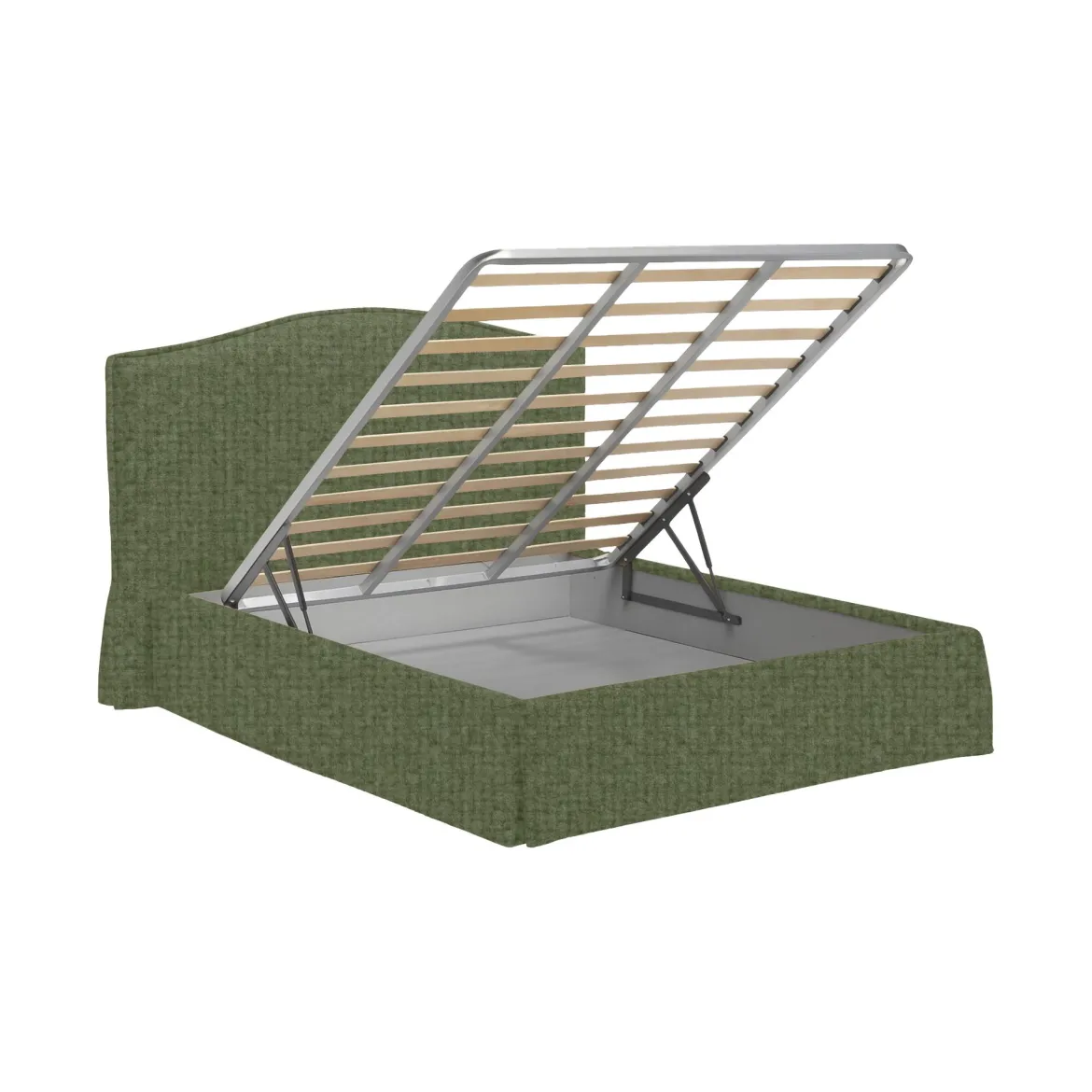 Letto Singolo Verde Sfoderabile Contenitore, Dimensione Materasso 90x200 cm - Iudica