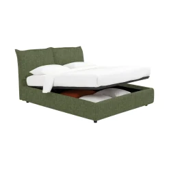 Letto Singolo Verde Sfoderabile Contenitore, Dimensione Materasso 90x200 cm - Lapedona