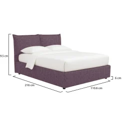 Letto Singolo Viola Lilla Sfoderabile Contenitore, Dimensione Materasso 90x190 cm - Sinio