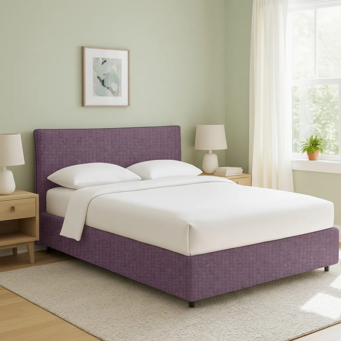 Letto Singolo Viola Lilla Sfoderabile Contenitore, Dimensione Materasso 90x200 cm - Cerzeto