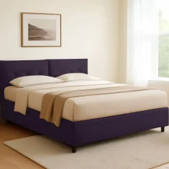 Letto Singolo Viola Sfoderabile Contenitore, Dimensione Materasso 90x190 cm - Stazzano