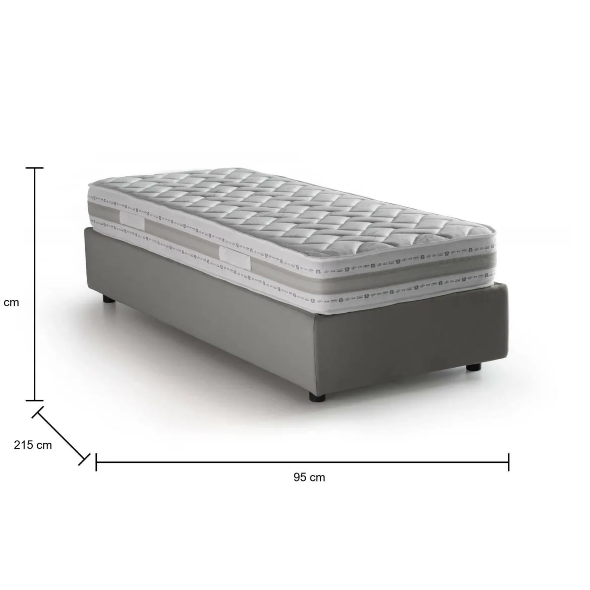 Letto una piazza con contenitore rosso 95x205 - Acuila