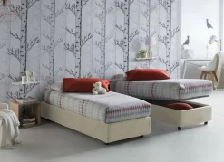 Letto una piazza contenitore beige 105x215cm rivestimento in tessuto - Aribal