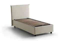 Letto una piazza contenitore beige 95x215cm rivestimento in tessuto - Boudicca