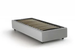 Letto una piazza contenitore bianco 95x205cm rivestito in ecopelle - Andry