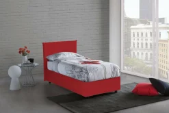 Letto una piazza contenitore rosso 105x205cm adatto per materasso 90x190 cm - Ajan