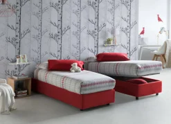 Letto una piazza contenitore rosso 105x215cm materasso incluso - Aribal
