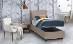 Letto una piazza contenitore tortora 105x205cm moderno - Addison